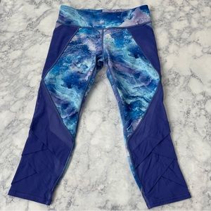 RARE IVIVVA By LULULEMON Girls Teens Galaxy Purple Mesh Leggings Pants Capris 14